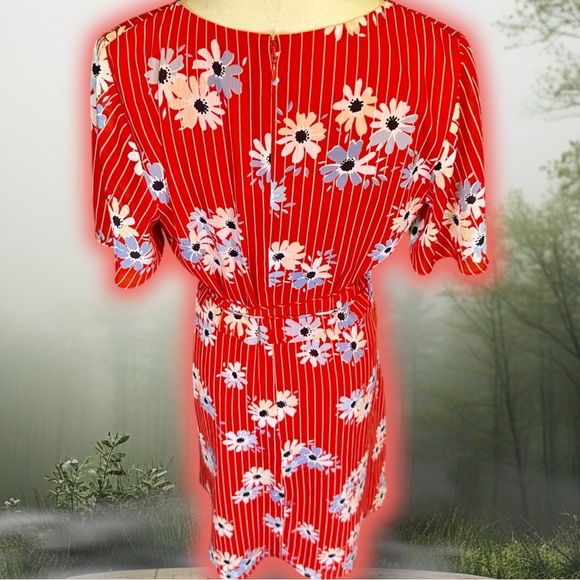 NWT Madewell ‘Button-Wrap Dress in Daisy Society’ in “Retro Stripe Lipstick Red” - Picture 10 of 16